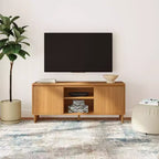 Meuble TV moderne en pin massif avec portes à fermeture douce pour téléviseurs de 65 po