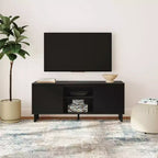 Meuble TV moderne en pin massif avec portes à fermeture douce pour téléviseurs de 65 po