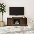 Meuble TV moderne en pin massif avec portes à fermeture douce pour téléviseurs de 65 po