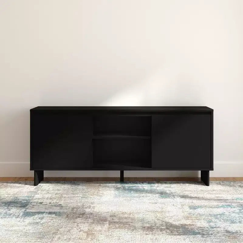 Modern Solid Pine TV Stand with Soft-Close Doors for 65" TVs