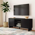 Modern Solid Pine TV Stand with Soft-Close Doors for 65" TVs