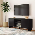 Meuble TV moderne en pin massif avec portes à fermeture douce pour téléviseurs de 65 po