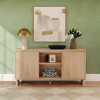 Meuble TV bahut moderne 2 portes en bois massif