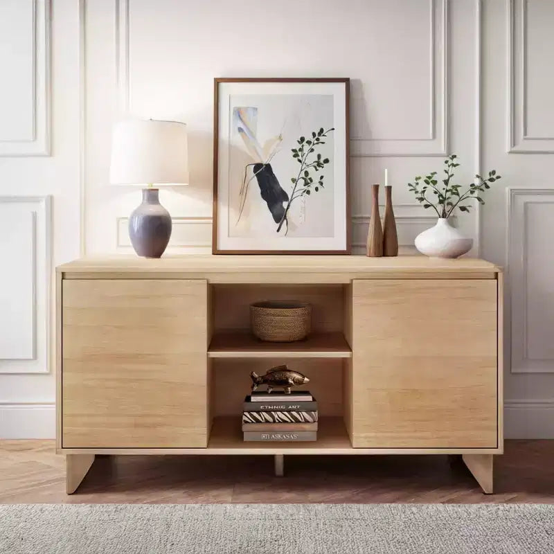 Modern 2-Door Solid Wood Sideboard TV Stand