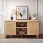 Meuble TV bahut moderne 2 portes en bois massif