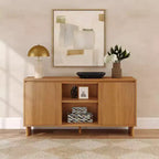 Meuble TV bahut moderne 2 portes en bois massif