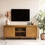 Meuble TV bahut moderne 2 portes en bois massif