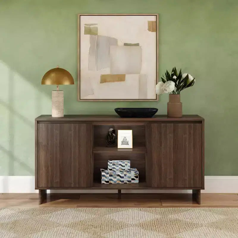 Modern 2-Door Solid Wood Sideboard TV Stand
