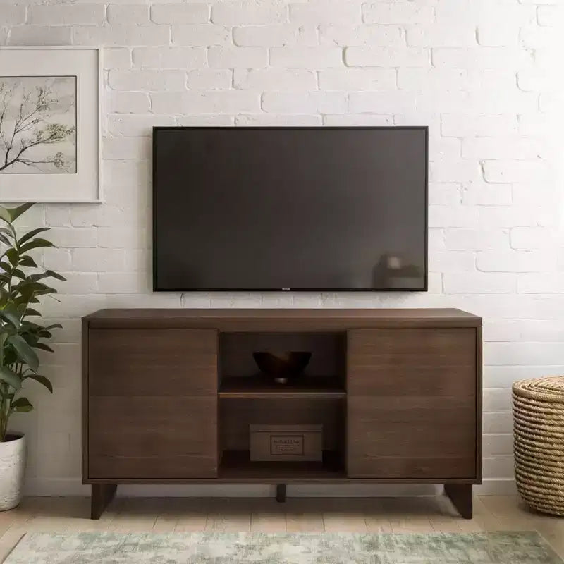 Modern 2-Door Solid Wood Sideboard TV Stand