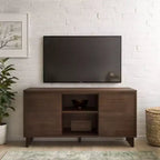 Meuble TV bahut moderne 2 portes en bois massif
