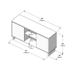 Meuble TV bahut moderne 2 portes en bois massif