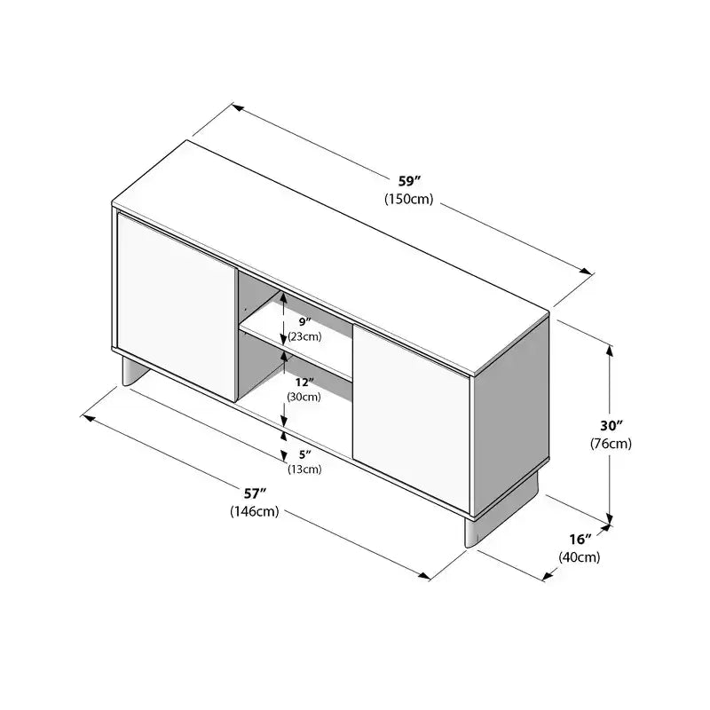 Modern 2-Door Solid Wood Sideboard TV Stand