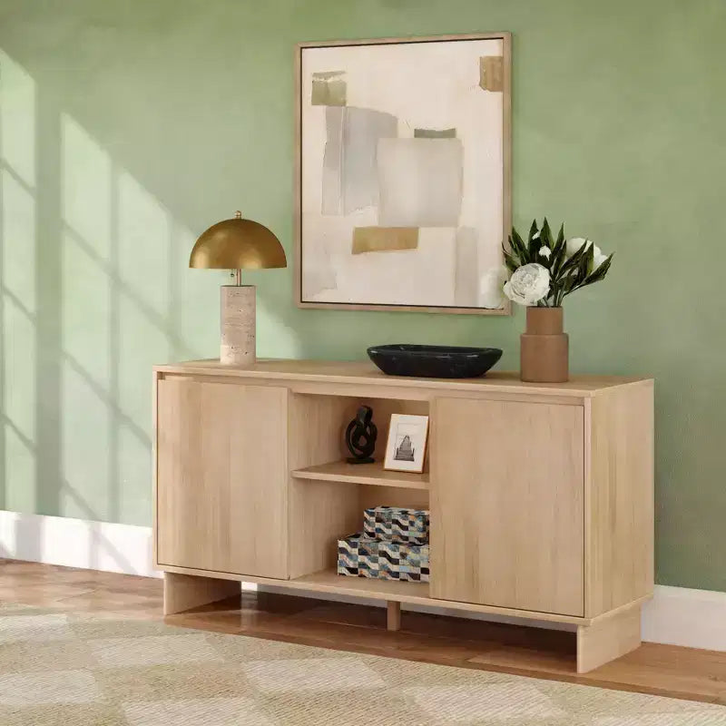Meuble TV bahut moderne 2 portes en bois massif