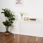 Console TableTable d'appoint étroite et transparente en acrylique, meuble d'appoint compact pour le salon, la salle à manger ou l'entrée
