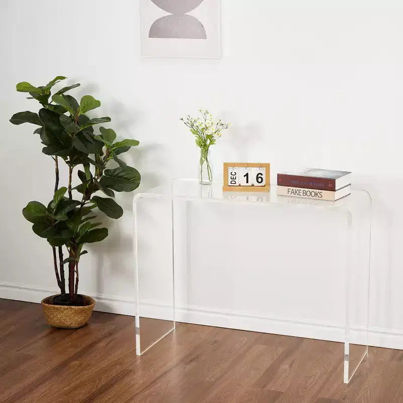 Console TableModern Acrylic Transparent Narrow Side Table, Compact Accent Furniture for Living Room, Dining Room, or Entryway