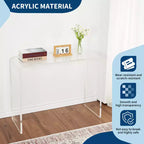 Console TableTable d'appoint étroite et transparente en acrylique, meuble d'appoint compact pour le salon, la salle à manger ou l'entrée