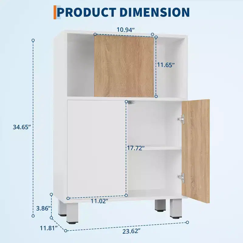 Wooden Storage Cabinet - Sideboard with Sliding Doors, Adjustable Shelves, Corner Cabinet, Compact Bookshelf