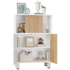 Meuble de rangement en bois - Buffet avec portes coulissantes, étagères réglables, meuble d'angle, bibliothèque compacte