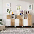 Meuble de rangement en bois - Buffet avec portes coulissantes, étagères réglables, meuble d'angle, bibliothèque compacte