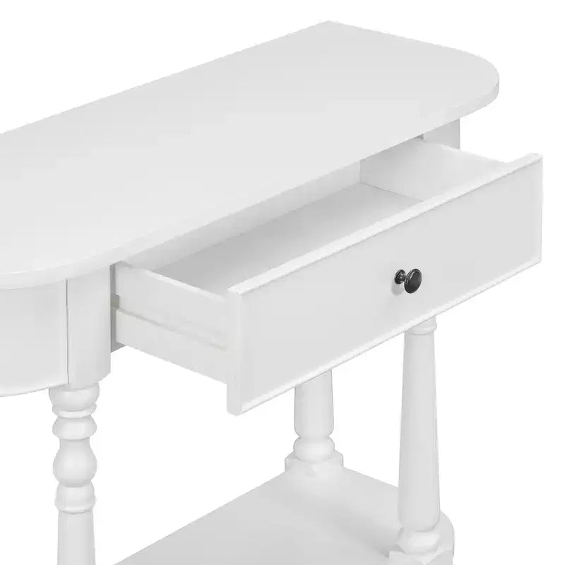 Vintage Narrow Console Table with Storage, Wood Entryway Table with Top Drawer and Open Shelf, Retro Sofa Table for Entryway and Hallway