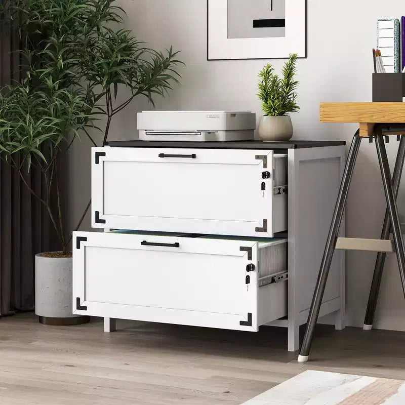 Farmhouse Lateral Filing Cabinet with Lock, Drawer File Cabinet for Home Office
