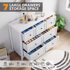 Commode à 7 tiroirs pour chambre à coucher, commode de rangement large et moderne en bois pour salon,