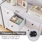 Commode à 7 tiroirs pour chambre à coucher, commode de rangement large et moderne en bois pour salon,