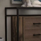 Commode à 6 tiroirs, en verre trempé et panneau triamine, avec fond surélevé, meuble de rangement à six tiroirs pour salon ou chambre à coucher