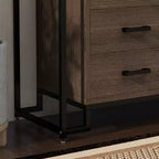 Commode à 6 tiroirs, en verre trempé et panneau triamine, avec fond surélevé, meuble de rangement à six tiroirs pour salon ou chambre à coucher
