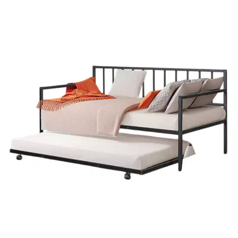 Royal Hampton Daybed with Pull Out Trundle, Black Slatted Open Metal Frame