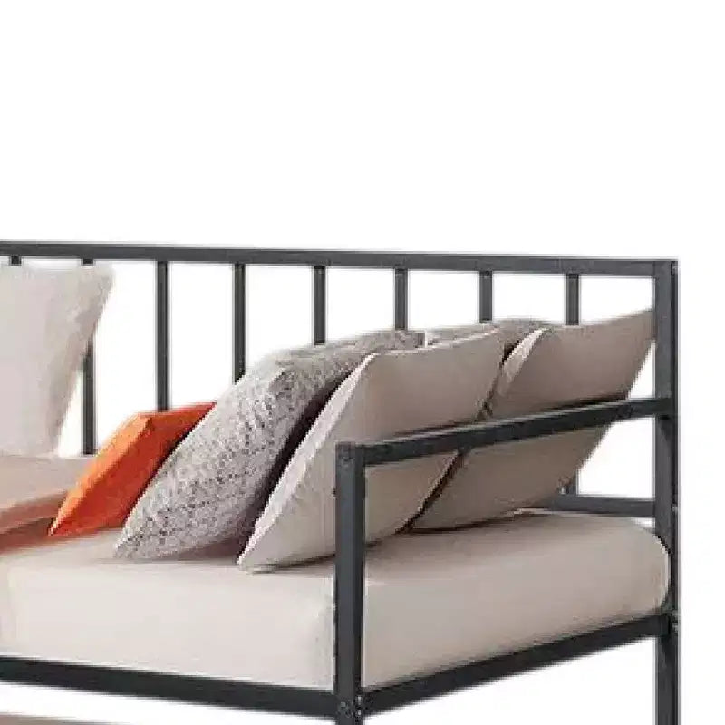 Royal Hampton Daybed with Pull Out Trundle, Black Slatted Open Metal Frame