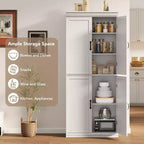 70" Meuble de Rangement Autonome pour Garde-Manger de Cuisine, Armoire de Rangement Haute avec Portes et Étagères Réglables, pour Salle de Bain, Salle à Manger, Salon