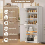 70" Meuble de Rangement Autonome pour Garde-Manger de Cuisine, Armoire de Rangement Haute avec Portes et Étagères Réglables, pour Salle de Bain, Salle à Manger, Salon