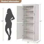 70" Meuble de Rangement Autonome pour Garde-Manger de Cuisine, Armoire de Rangement Haute avec Portes et Étagères Réglables, pour Salle de Bain, Salle à Manger, Salon