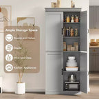 70" Meuble de Rangement Autonome pour Garde-Manger de Cuisine, Armoire de Rangement Haute avec Portes et Étagères Réglables, pour Salle de Bain, Salle à Manger, Salon