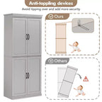 70" Meuble de Rangement Autonome pour Garde-Manger de Cuisine, Armoire de Rangement Haute avec Portes et Étagères Réglables, pour Salle de Bain, Salle à Manger, Salon