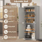 70" Meuble de Rangement Autonome pour Garde-Manger de Cuisine, Armoire de Rangement Haute avec Portes et Étagères Réglables, pour Salle de Bain, Salle à Manger, Salon