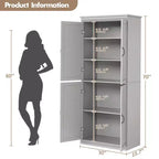 70" Meuble de Rangement Autonome pour Garde-Manger de Cuisine, Armoire de Rangement Haute avec Portes et Étagères Réglables, pour Salle de Bain, Salle à Manger, Salon