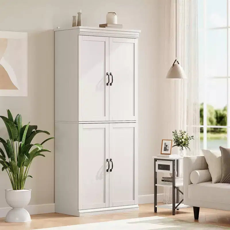 70Freestanding Kitchen Pantry Storage Cabinet, Tall Storage Cabinet with Doors and Adjustable Shelves, for Bathroom, Dining Room, Living Room