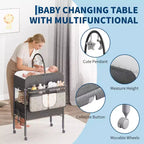 Table à langer pour bébé, table à langer pliante polyvalente, station à langer imperméable avec 2 tiroirs, crèche mobile pour nourrisson et nouveau-né
