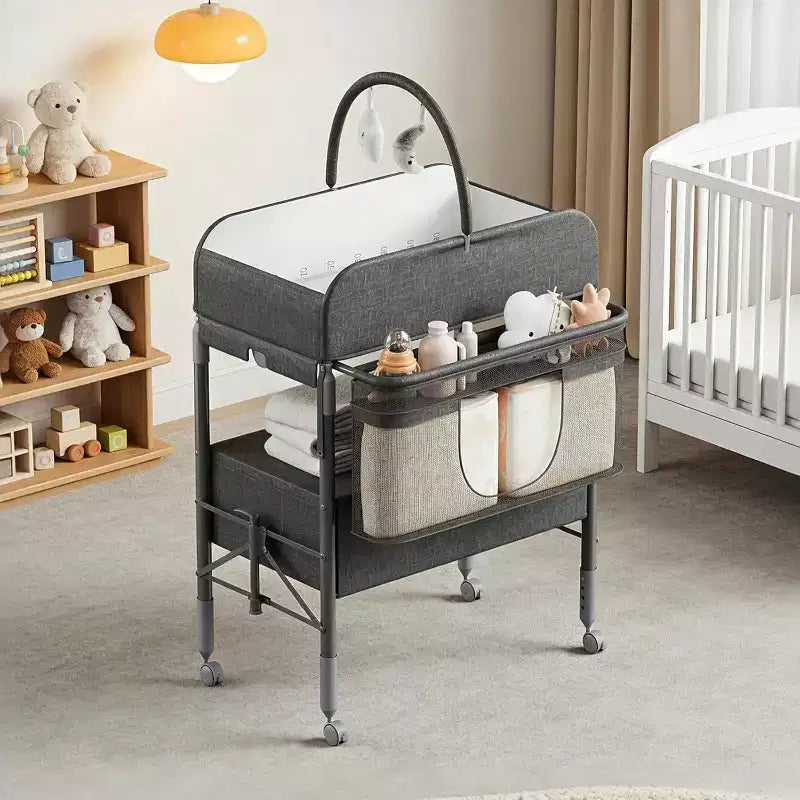 Baby Changing Table, Versatile Folding Changing Table, Waterproof Diaper Changing Station with 2 Drawers, Mobile Nursery for Infant and Newborn