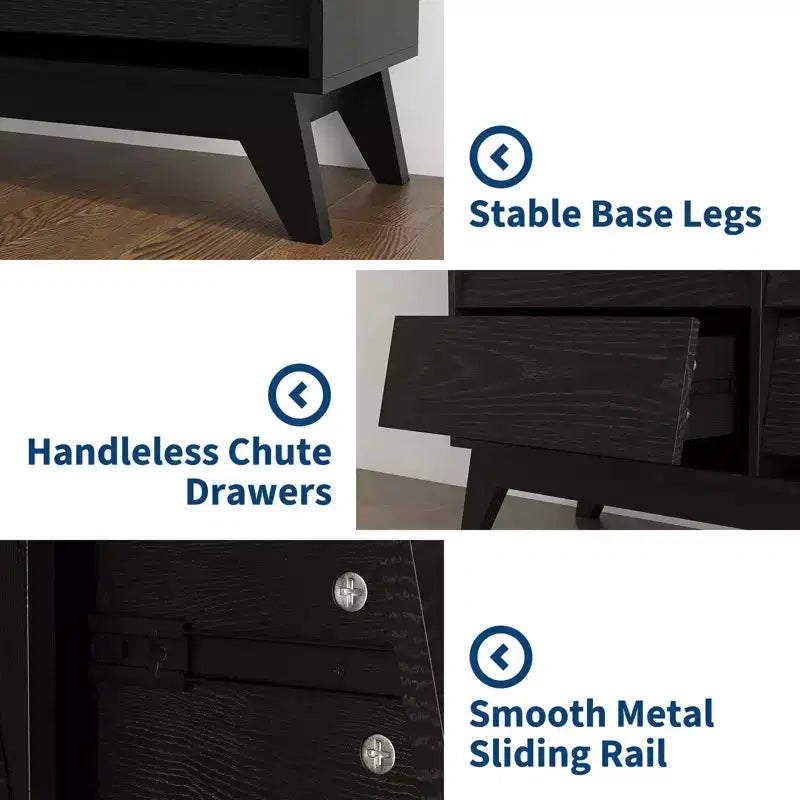 6-Drawer Dresser for Bedroom, 47.2 in Wide Mid Century Chest of Drawers, Wooden Dresser TV Stand, for Bedroom, Living Room, Hallway