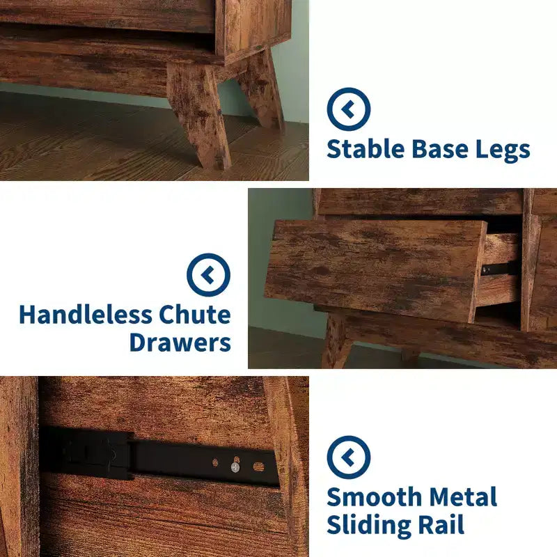 6-Drawer Dresser for Bedroom, 47.2 in Wide Mid Century Chest of Drawers, Wooden Dresser TV Stand, for Bedroom, Living Room, Hallway