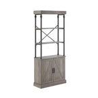 Bibliothèque de style industriel et rustique avec portes - Bibliothèque haute de 188 cm en bois et métal avec armoire de rangement pour salon, bureau à domicile, chambre à coucher, bibliothèque