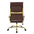 Fauteuil de bureau à dossier haut en similicuir marron, hauteur réglable 91,4 cm