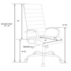 Fauteuil de bureau à dossier haut en similicuir marron, hauteur réglable 91,4 cm