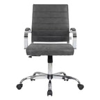 Chaise de bureau à roulettes en similicuir noir, hauteur fixe 38,6 po
