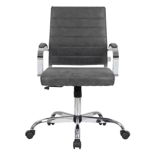 Chaise de bureau à roulettes en similicuir noir, hauteur fixe 38,6 po