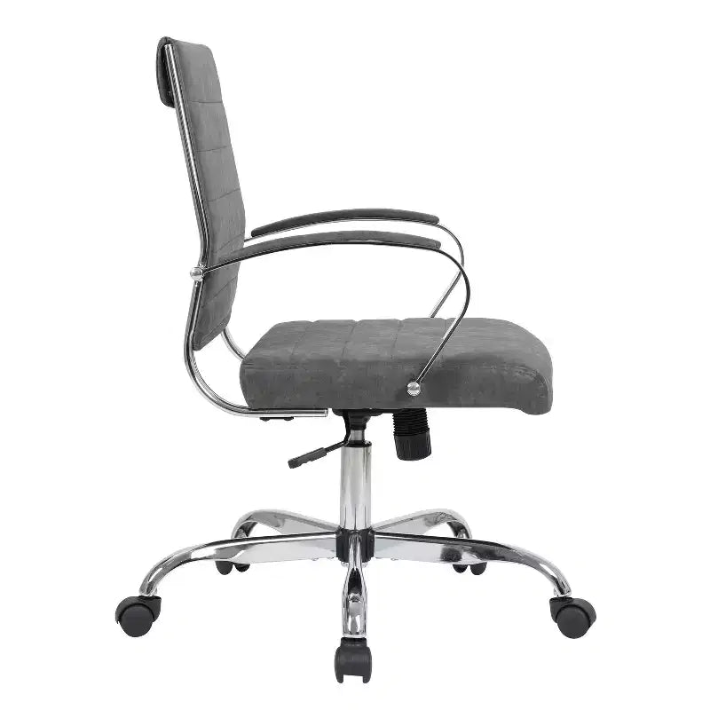 38.6" Fixed Height Black Faux Leather Office Chair with Casters