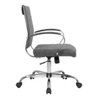 Chaise de bureau à roulettes en similicuir noir, hauteur fixe 38,6 po